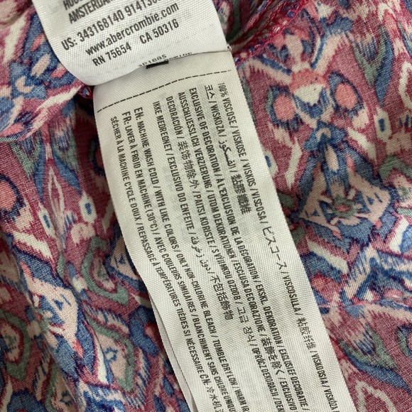 Hollister Womens Midi Skirt S Pink Blue Boho Festival Handkerchief Skirt Tassels - Picture 8 of 10